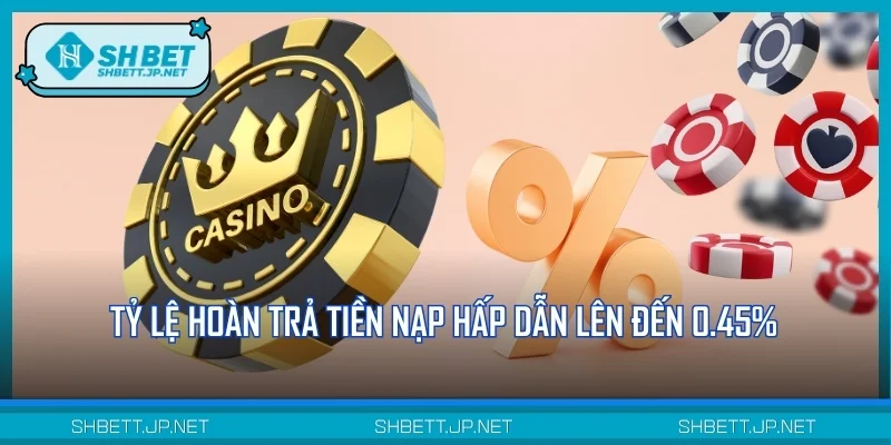Tỷ lệ hoàn trả tiền nạp hấp dẫn lên đến 0.45%